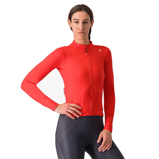 CASTELLI ESPRESSO THERMAL fietsshirt voor dames met lange mouwen, hibiscuskleurig