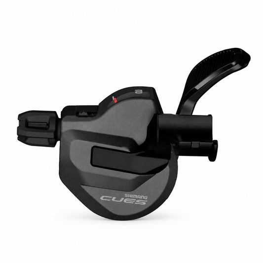 Linker SHIMANO CUES 2-speed schakelhendel SL-U8000-IL met versnellingsindicator — product op witte achtergrond