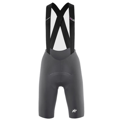 Korte fietsbroek met bretels ASSOS DYORA R S11 voor dames, grijs — witte achtergrond, 2000 x 2000