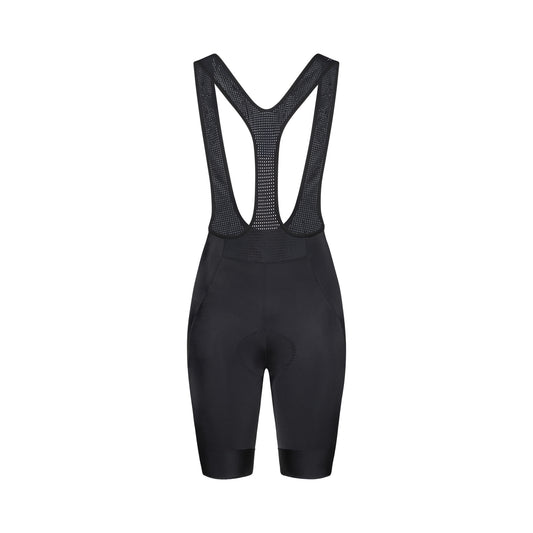 Korte fietsbroek met bretels POC CADENCE CARGO voor dames, zwart — witte achtergrond, 2000 x 2000