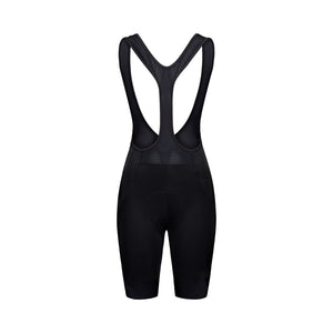 Korte fietsbroek met bretels POC CADENCE voor dames, zwart — witte achtergrond, 2000 x 2000