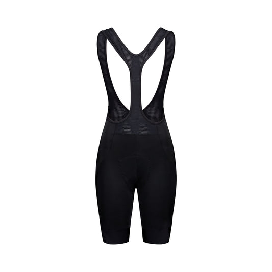 Korte fietsbroek met bretels POC CADENCE voor dames, zwart — witte achtergrond, 2000 x 2000