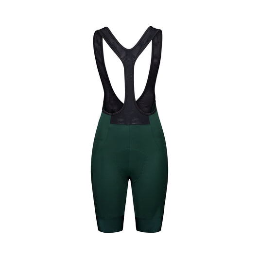 Korte fietsbroek met bretels POC CADENCE voor dames, groen — witte achtergrond, 2000 x 2000