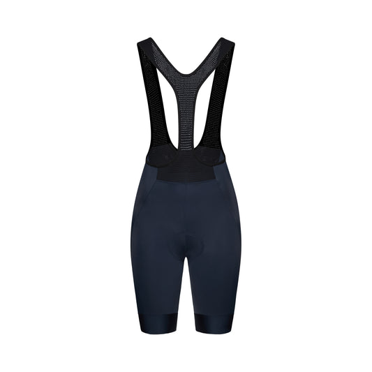 Korte fietsbroek met bretels POC CADENCE voor dames, marineblauw — witte achtergrond, 2000 x 2000