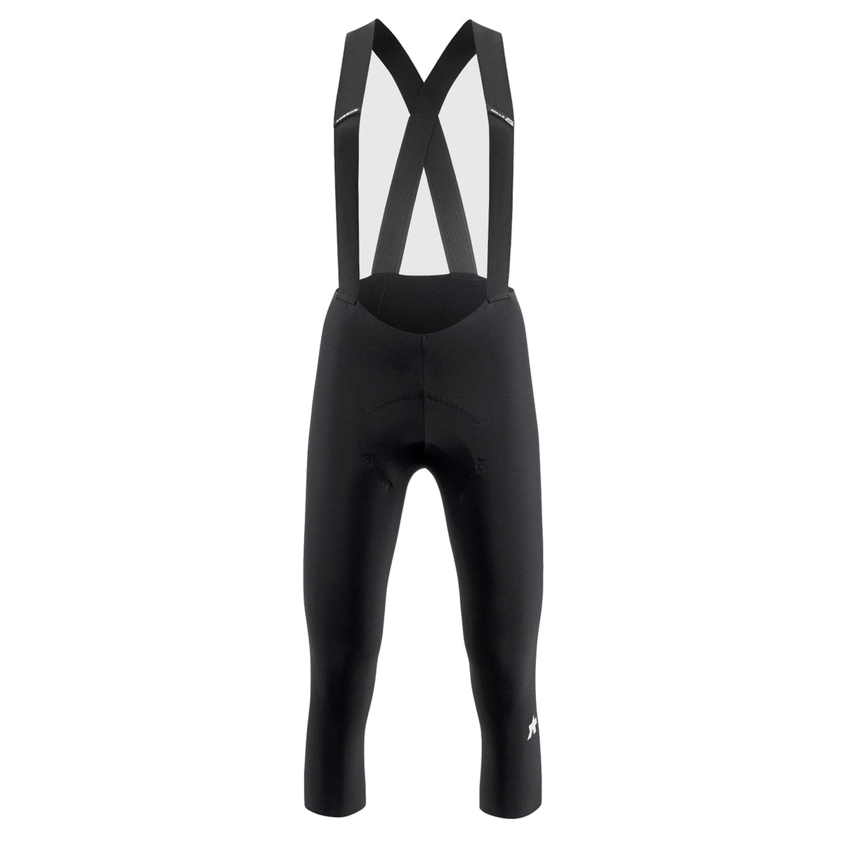 ASSOS MILLE GT SPRING FALL S11 driekwartfietsbroek met bretels voor dames, zwart — witte achtergrond, 2000 x 2000