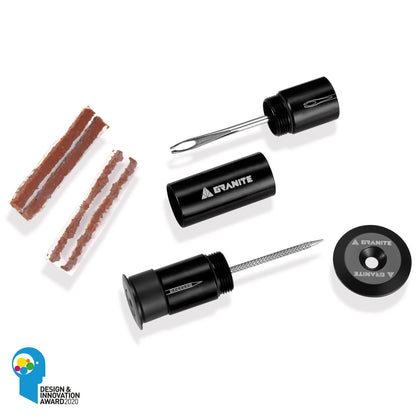 In Stuur Geïntegreerde Tubeless-Reparatiekit GRANITE DESIGN CNC + 4 Mèches Zwart