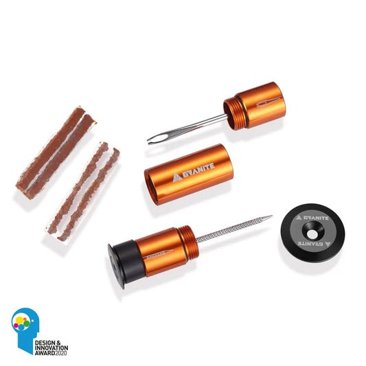 Kit de Réparation Tubeless Intégré au Cintre GRANITE DESIGN CNC + 4 Mèches Orange