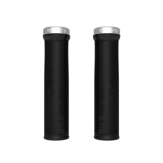 Grips Title MTB FORM Lock-On XL Zwart met chromen klem - paar vooraanzicht