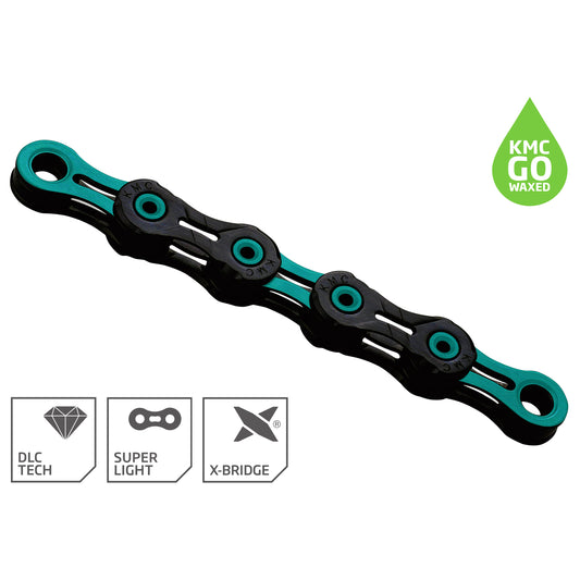 11V KMC DLC11 Waxed Black/Celeste ketting