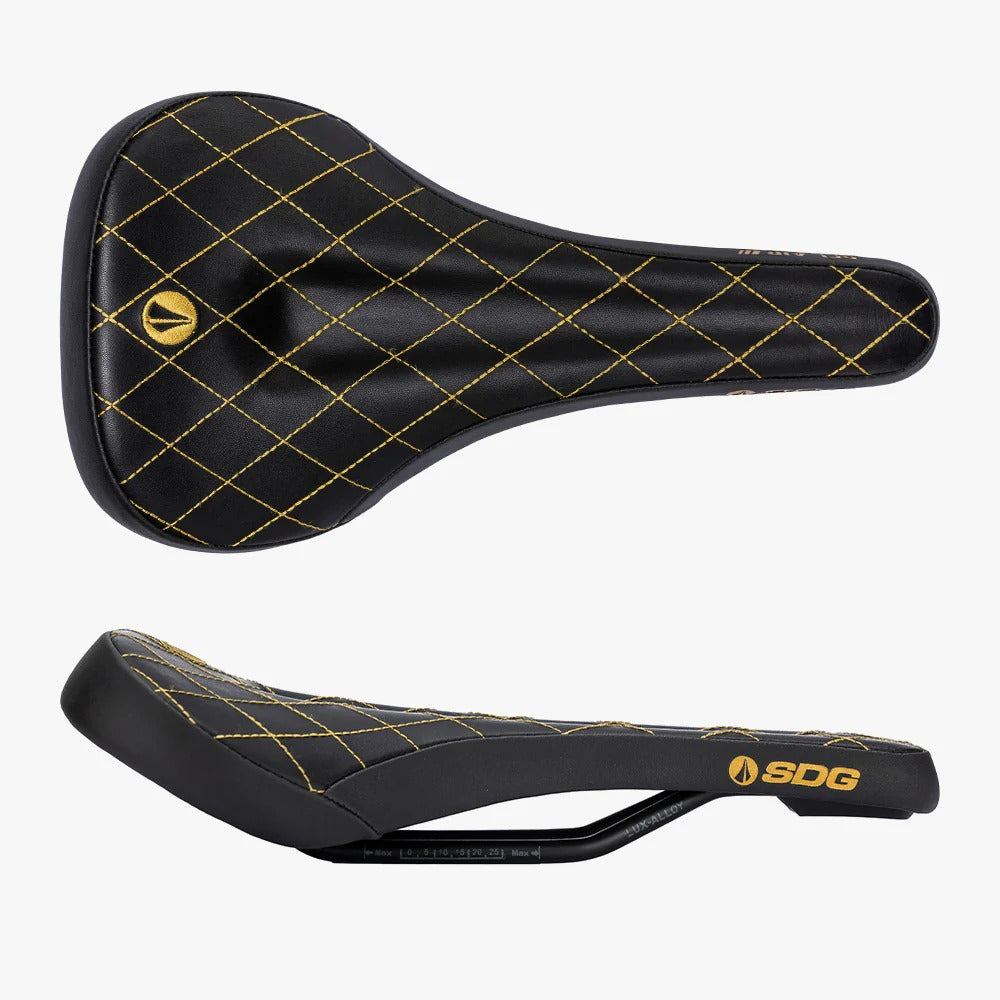 SDG BEL-AIR V3 MAX-zadel met Lux-Alloy-rails, zwart/goud, doorgestikt