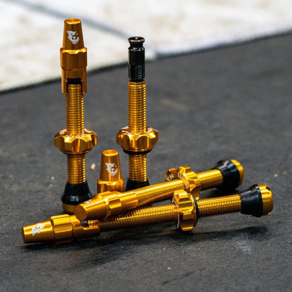 Set van 2 tubeless ventielen WOLF TOOTH CLIK VALVE Goud