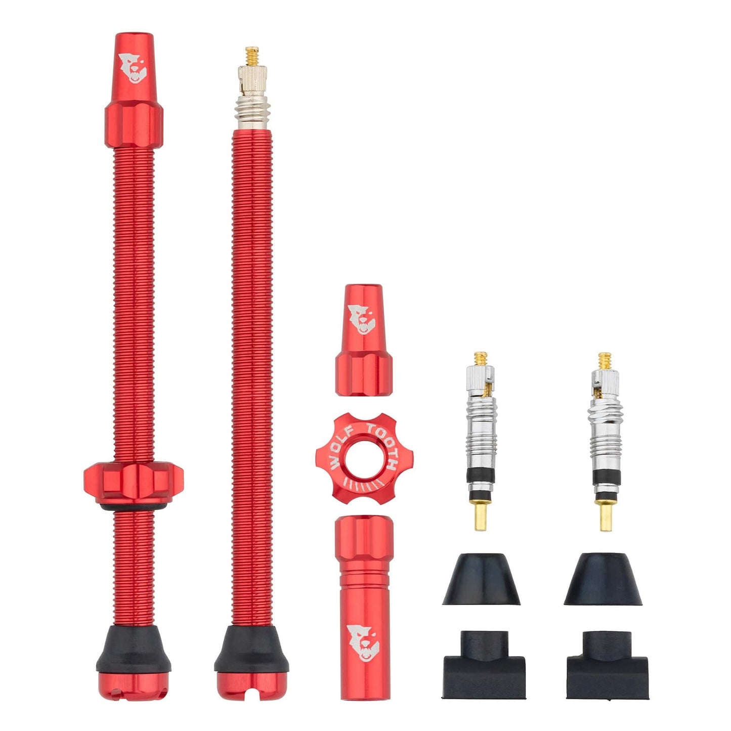 Set van 2 WOLF TOOTH binnenbandloze ventielen rood