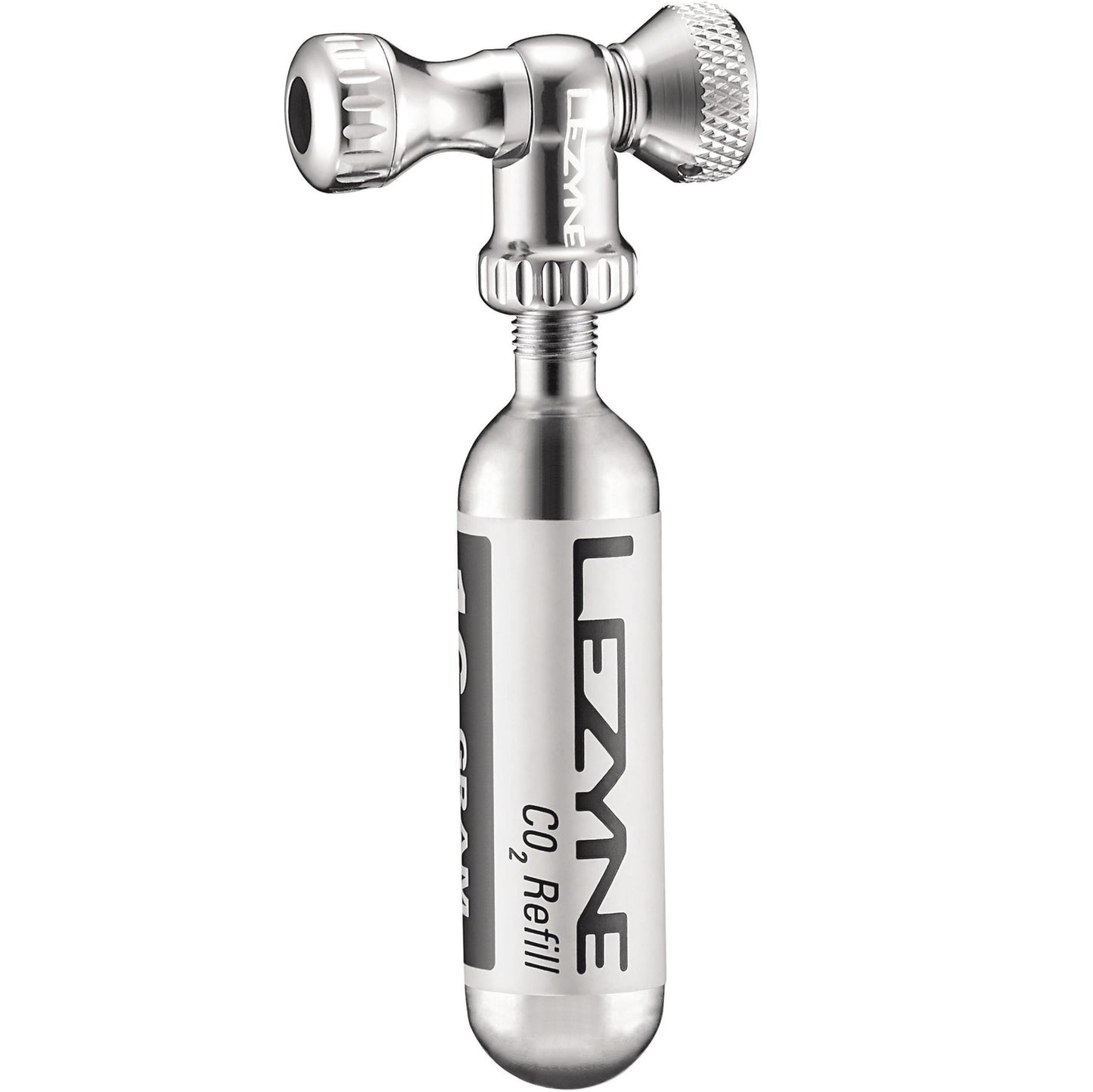 LEZYNE CONTROL DRIVE CO₂-patroonhouder + CO₂-patroon met schroefdraad 16 g (x1) Zilver