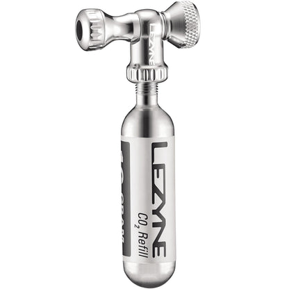 LEZYNE CONTROL DRIVE CO2-pomp + zilverkleurig CO2-patroon met schroefdraad