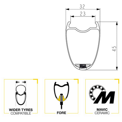 Paire de Roues MAVIC COSMIC SLR 45 Tubeless Ready (Center Lock) Noir 2026