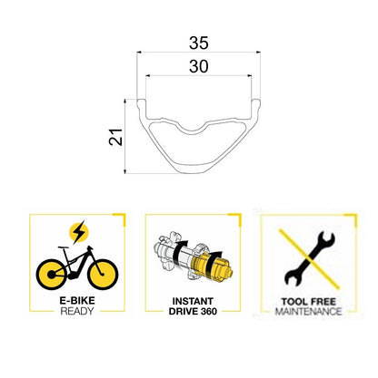 Paire de Roues MAVIC E-CROSSRIDE 1 27.5" 30mm 15x110mm/12x148mm Boost