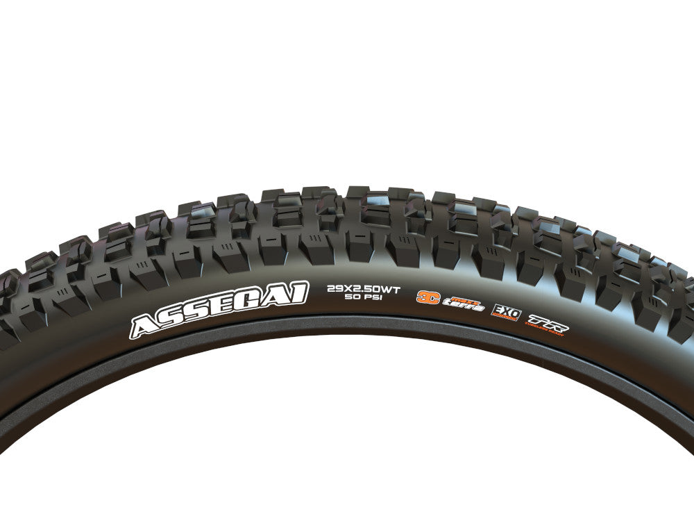 MAXXIS ASSEGAI 29x2.50 WT DH E50 3C MaxxGrip Tubeless Ready Zacht Zwarte band