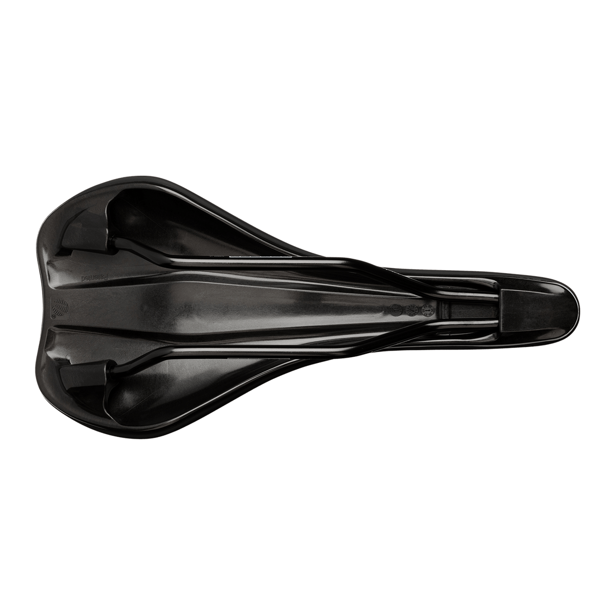 BURGTEC THE CLOUD MK2-zadel met titanium rails, zwart — onderaanzicht en titanium rails
