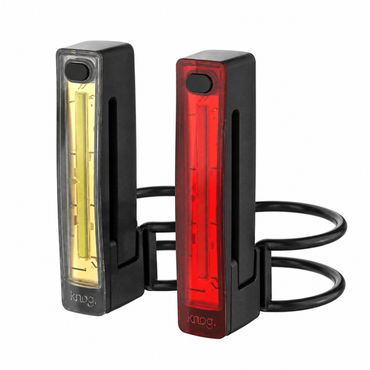 KNOG PLUS TWINPACK koplamp en achterlicht, 40/20 lumen, zwart — product op witte achtergrond
