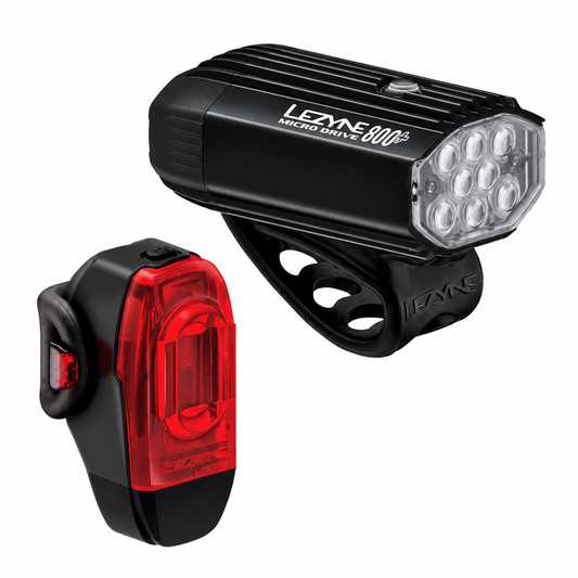 LEZYNE MICRO DRIVE 800 / KTV DRIVE+ voor- en achterlicht — product op witte achtergrond