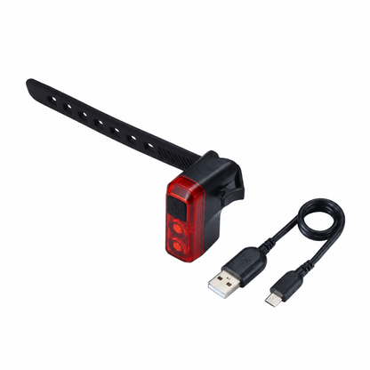BBB SALUTE achterlicht — lamp, bevestiging en oplaadkabel