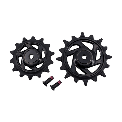 Derailleurwieltjes voor SRAM X0/GX T-TYPE EAGLE AXS / RIVAL XPLR E1-achterderailleur met 12 versnellingen — 11.7518.104.008 — extra aanzicht op een witte achtergrond