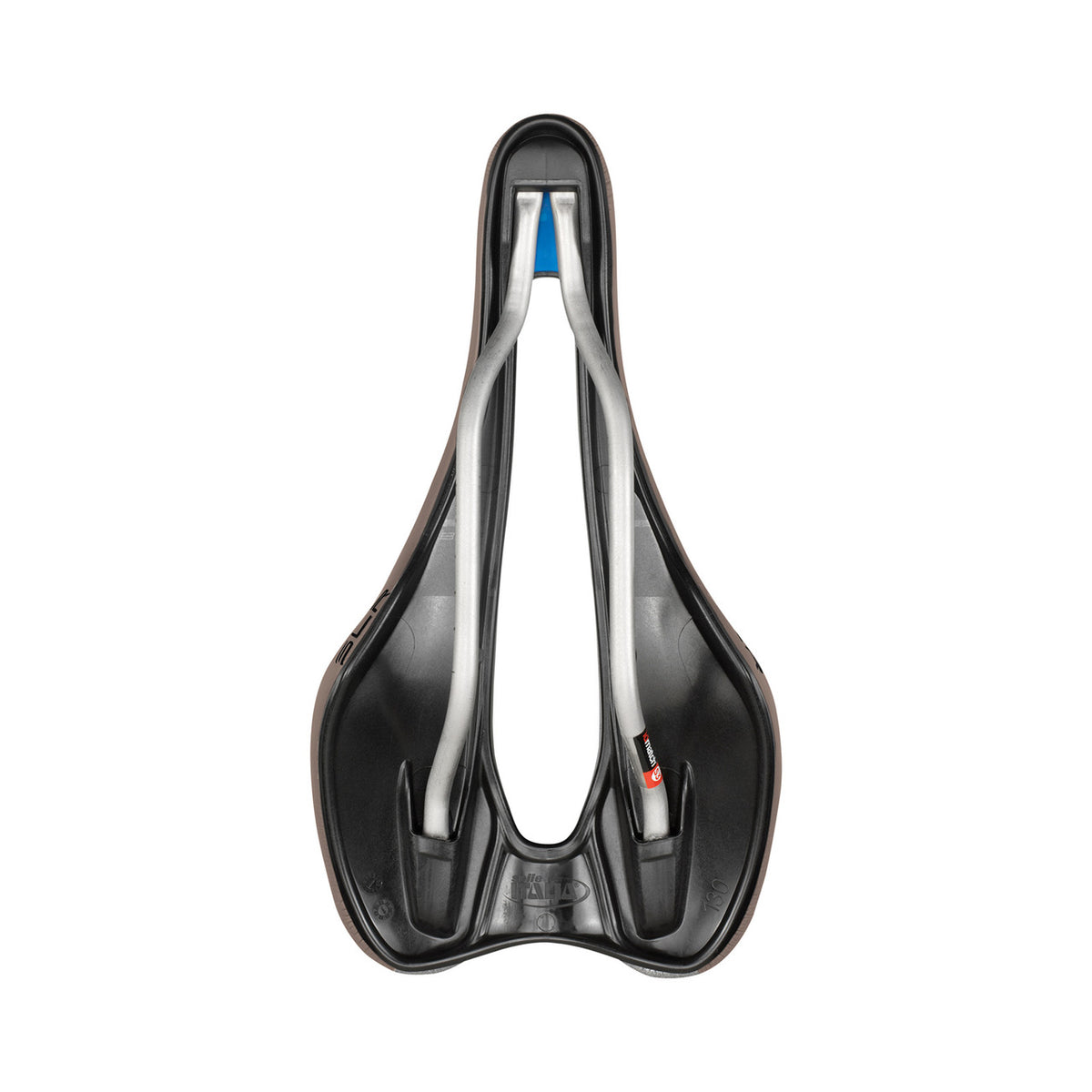 SELLE ITALIA SLR BOOST GRAVEL SUPERFLOW S-zadel met TI316-rails, bruin — onderaanzicht met Ti316-rails, S3