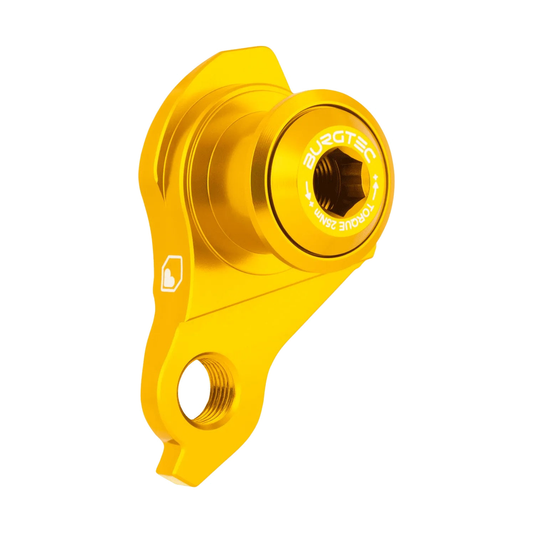 Patte de Dérailleur BURGTEC UDH Or — vue produit sur fond blanc