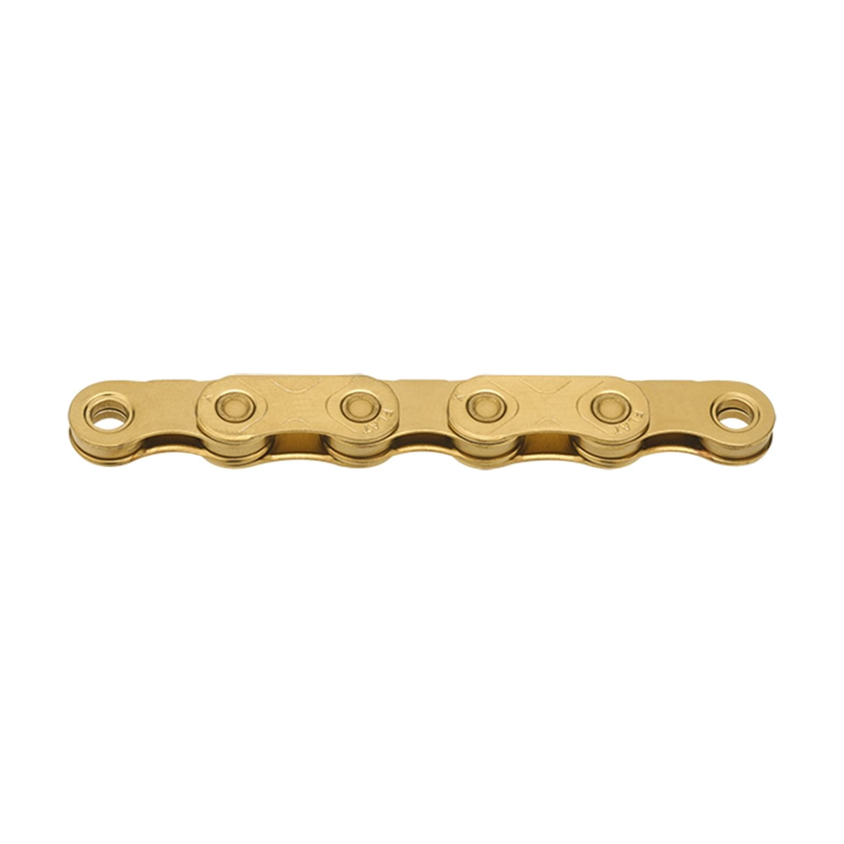 KMC X FLAT 12/13-speed ketting gewaxt Ti-N goud — productfoto op witte achtergrond