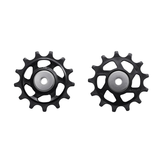 12-speed derailleurwieltjes voor SHIMANO XTR achterderailleur RD-M9100/M9120 — onderdeel op witte achtergrond
