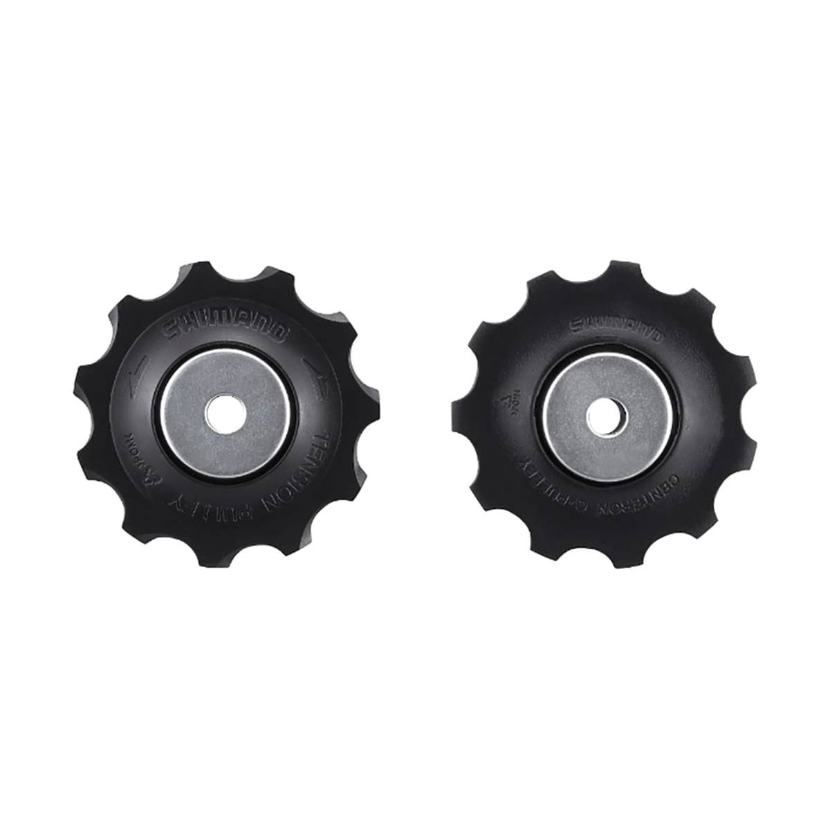 10-speed derailleurwieltjes voor SHIMANO DEORE achterderailleur M6000 met lange kooi, zwart — onderdeel op witte achtergrond