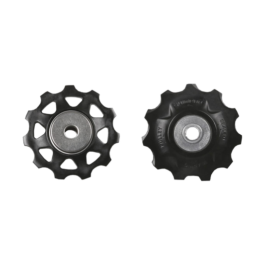 9/10-speed derailleurwieltjes voor SHIMANO XTR achterderailleur — onderdeel op witte achtergrond