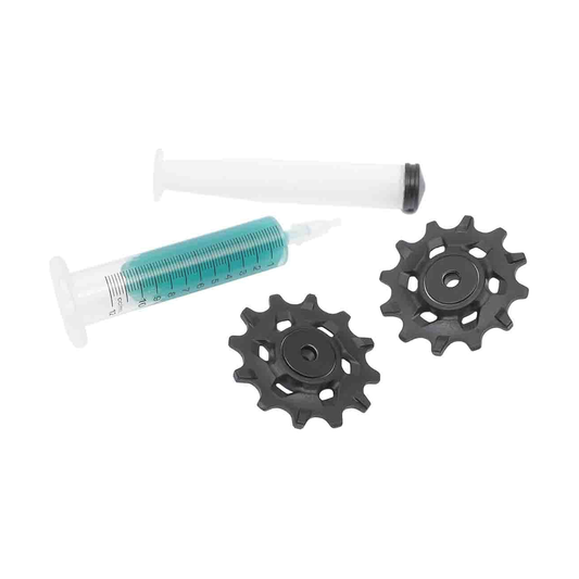 Keramische 11-speed derailleurwieltjes voor SRAM XX1/X01 #00.7518.025.000, zwart — onderdeel op witte achtergrond