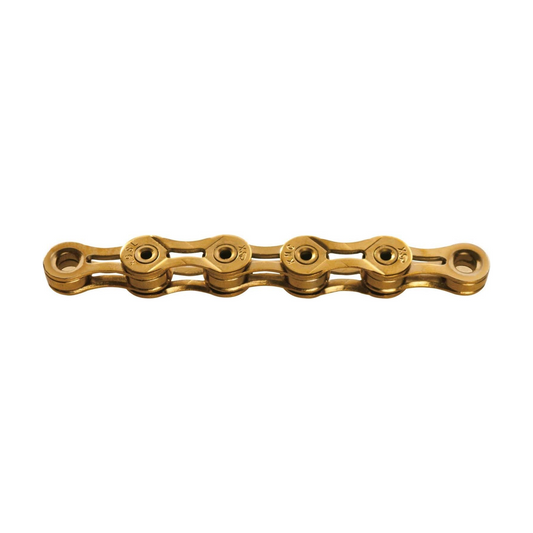 KMC X9SL Ti-N 9-speedketting, goud — productfoto tegen een witte achtergrond