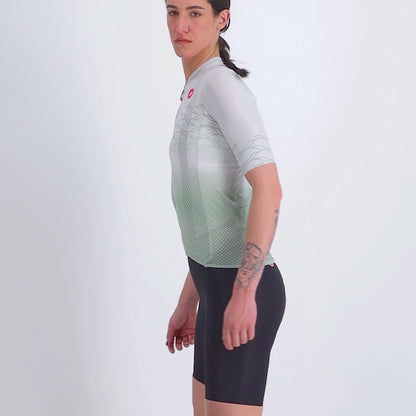 Maillot CASTELLI CLIMBER'S 2.0 W Dames Korte Mouwen Grijs/Groen