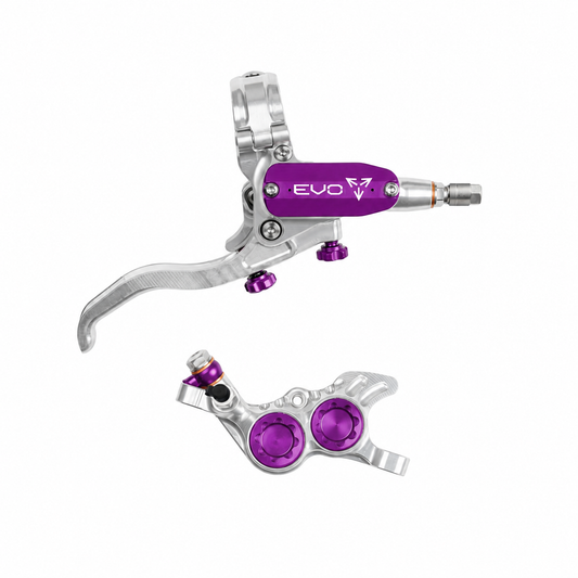 Frein HOPE TECH 4 EVO GR4 Argent/Violet — levier et étrier sur fond blanc
