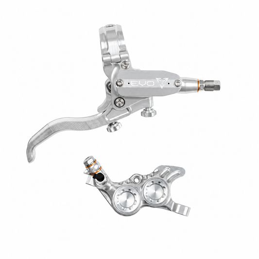 Frein HOPE TECH 4 EVO GR4 Argent/Argent — levier et étrier sur fond blanc
