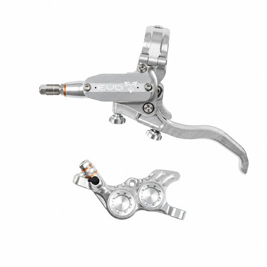 Frein HOPE TECH 4 EVO GR4 Argent/Argent — levier et étrier sur fond blanc