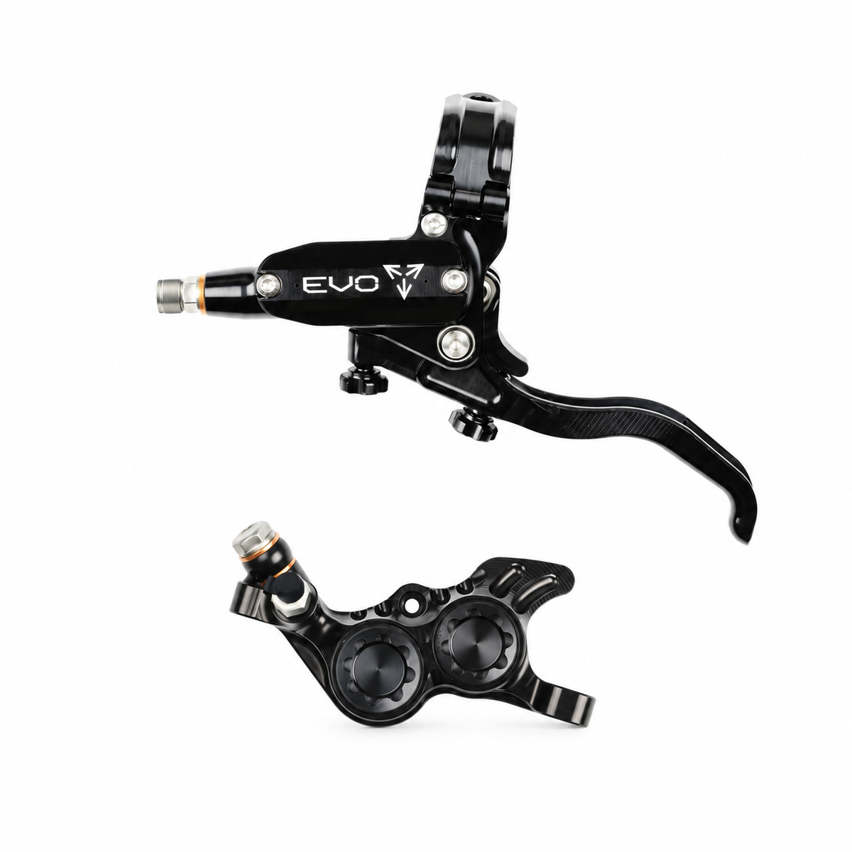 Frein HOPE TECH 4 EVO GR4 Noir/Noir — levier et étrier sur fond blanc