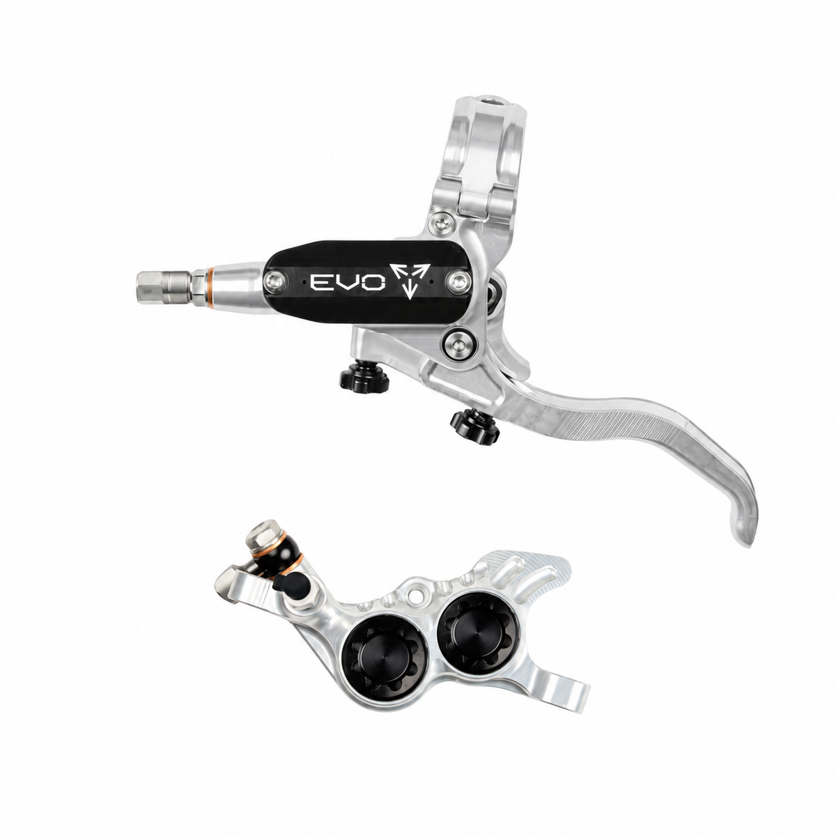 Frein HOPE TECH 4 EVO GR4 Argent/Noir — levier et étrier sur fond blanc