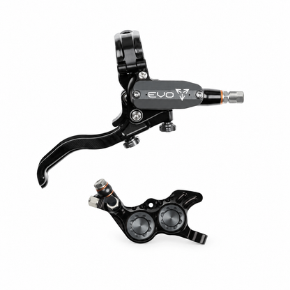 Frein HOPE TECH 4 EVO GR4 Noir/Fumé — levier et étrier sur fond blanc