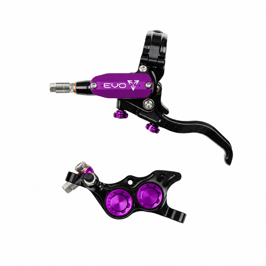 Frein HOPE TECH 4 EVO TR4 Noir/Violet — levier et étrier sur fond blanc