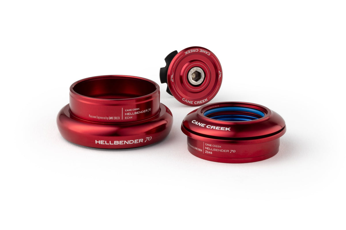 Semi-geïntegreerd/extern conisch balhoofd CANE CREEK Hellbender 70 1"1/8-1.5" ZS44/EC44 rood