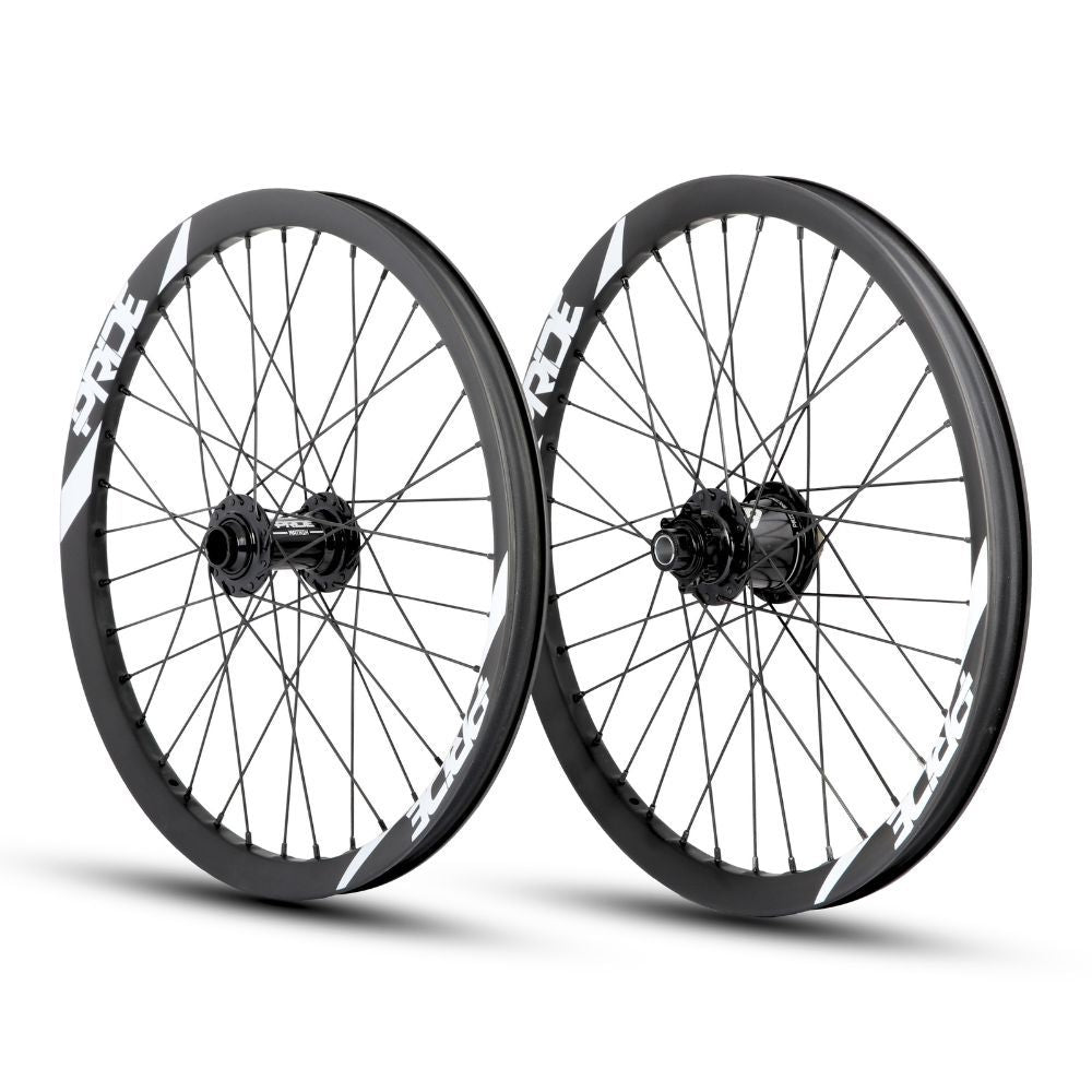 PRIDE 20" (406 mm) Wave Gloss White Matrix wielset met 20/15 mm assen zwart