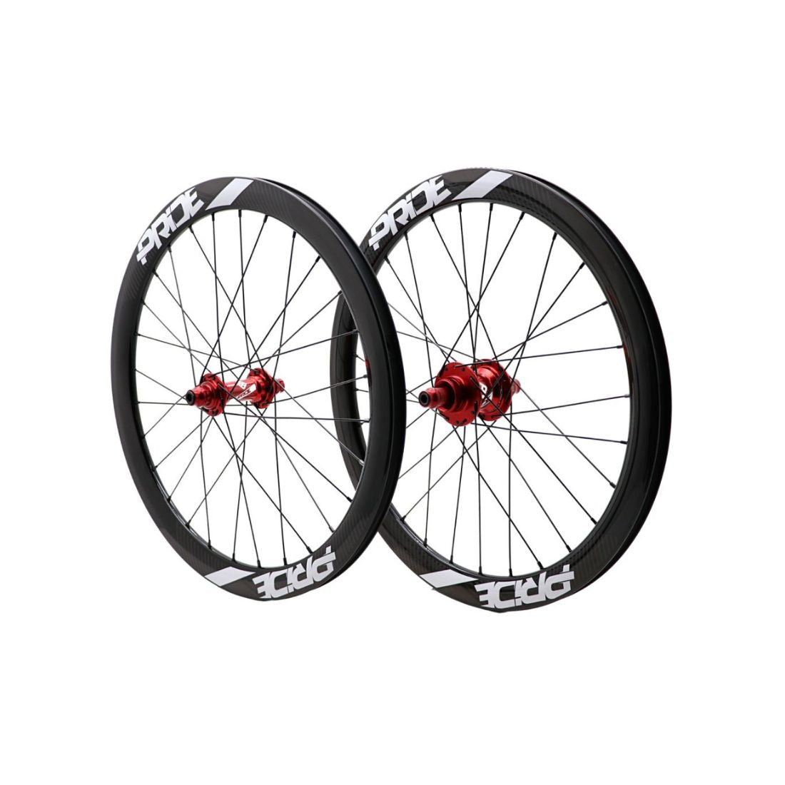 Paire de Roues PRIDE 20" (451mm) Carbone Gravity Gloss Disc Pride Control V1 Axes 10/10mm Rouge