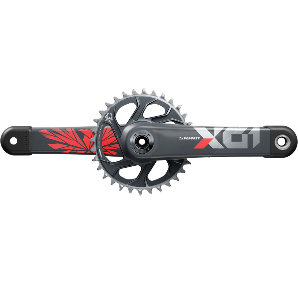 SRAM EAGLE X01 DUB Lunar Oxy crankstel met één kettingblad, 12-speed, rood