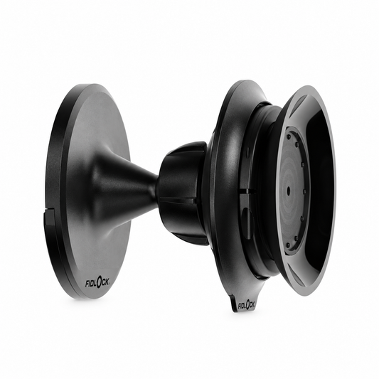 Zwarte FIDLOCK VACUUM-wandhouder — product op een witte achtergrond