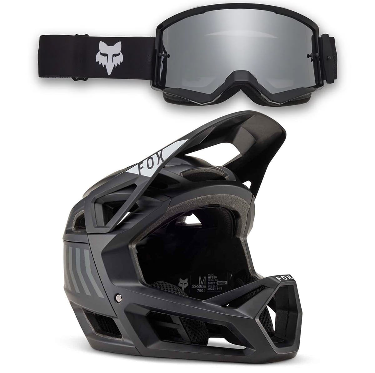 Combo FOX : Casque VTT PROFRAME NACE Noir + Masque FOX MAIN CORE SPARK Noir