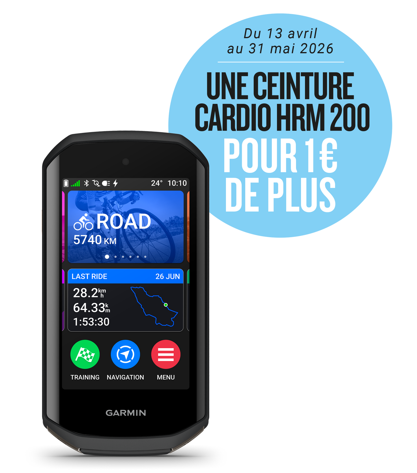 GARMIN EDGE 1050 GPS + Uw GARMIN HRM 200 Cardio Gordel voor € 1 meer