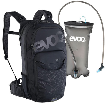 Pack Rugzak EVOC STAGE 12 ZWART + Watertas EVOC 2L